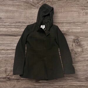 Hooded Black Peacoat - S